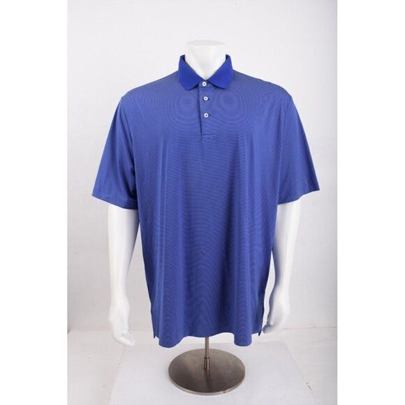 RLX Ralph Lauren Mens Blue Polo Golf Shirt XXL 2XL Striped Pullover Short Sleeve - Picture 1 of 6
